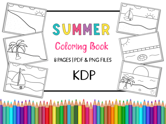 Download KDP Summer Scenery Coloring Book &amp; Pages - Premium Bundle