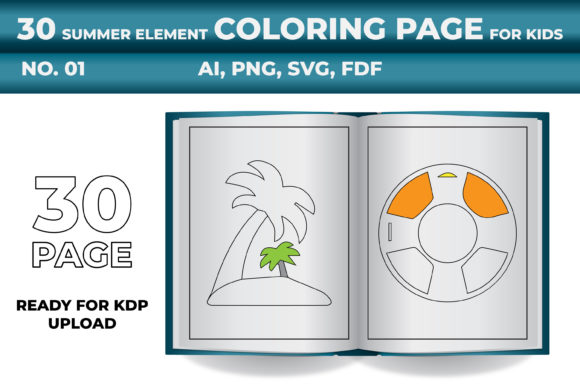 Download Kdp Summer Coloring Page Svg Set for Kid - Premium Bundle
